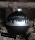 Weihnachtskugeln mit Skyline Dortmund 10cm schwarz glänzend-silber