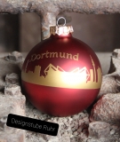 Weihnachtskugeln mit Skyline Dortmund 10cm rot matt-gold